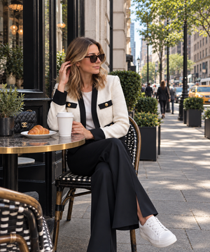 Contrast Trim Tweed Jacket and Pant