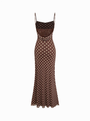Polka Dot Lace Mermaid Maxi Dress