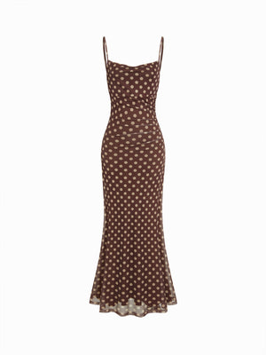 Polka Dot Lace Mermaid Maxi Dress