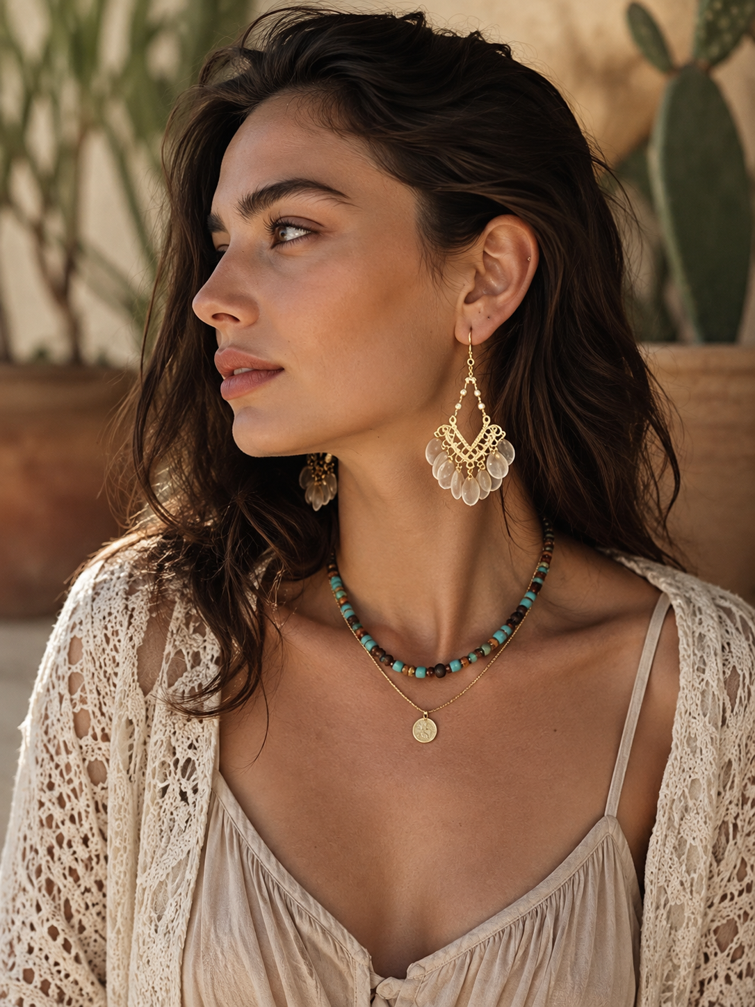 Golden Filigree Pearl Drop Earrings