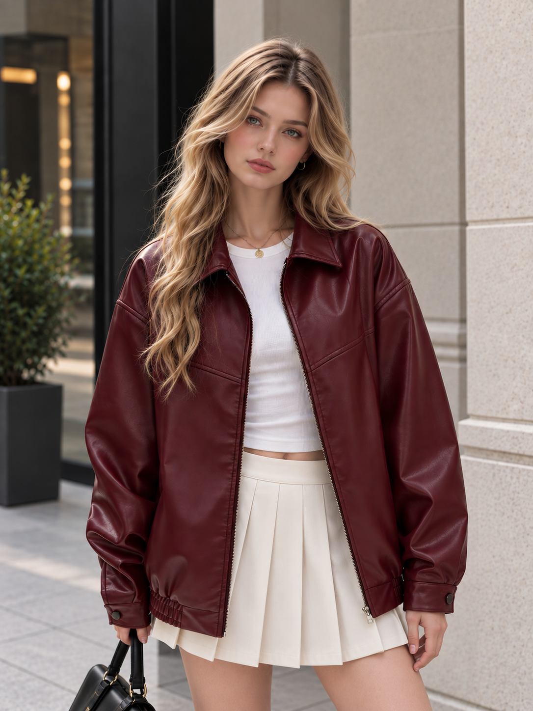 Zip-Up Leather Jacket