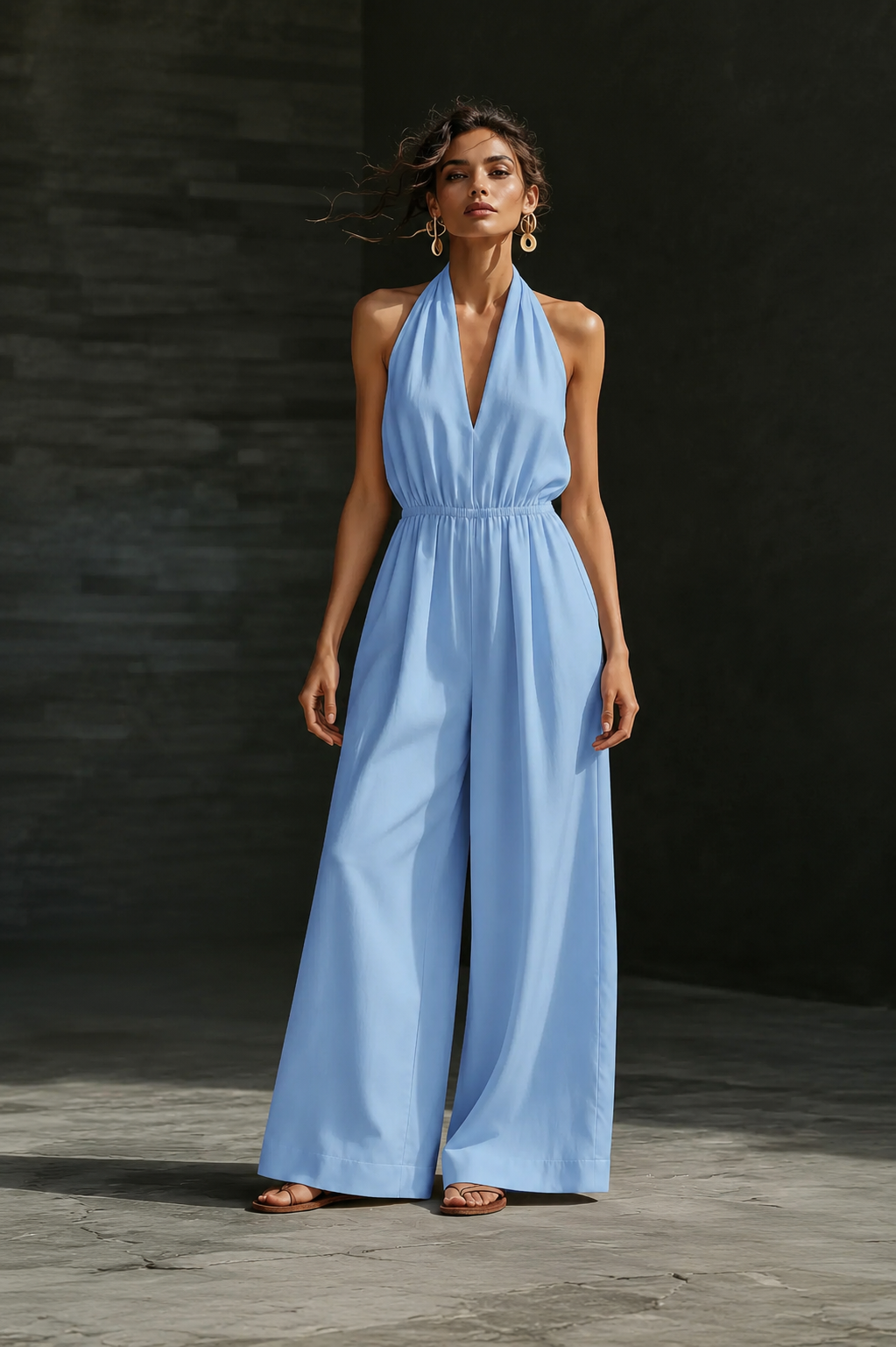 Deep V-Neck Jumpsuit