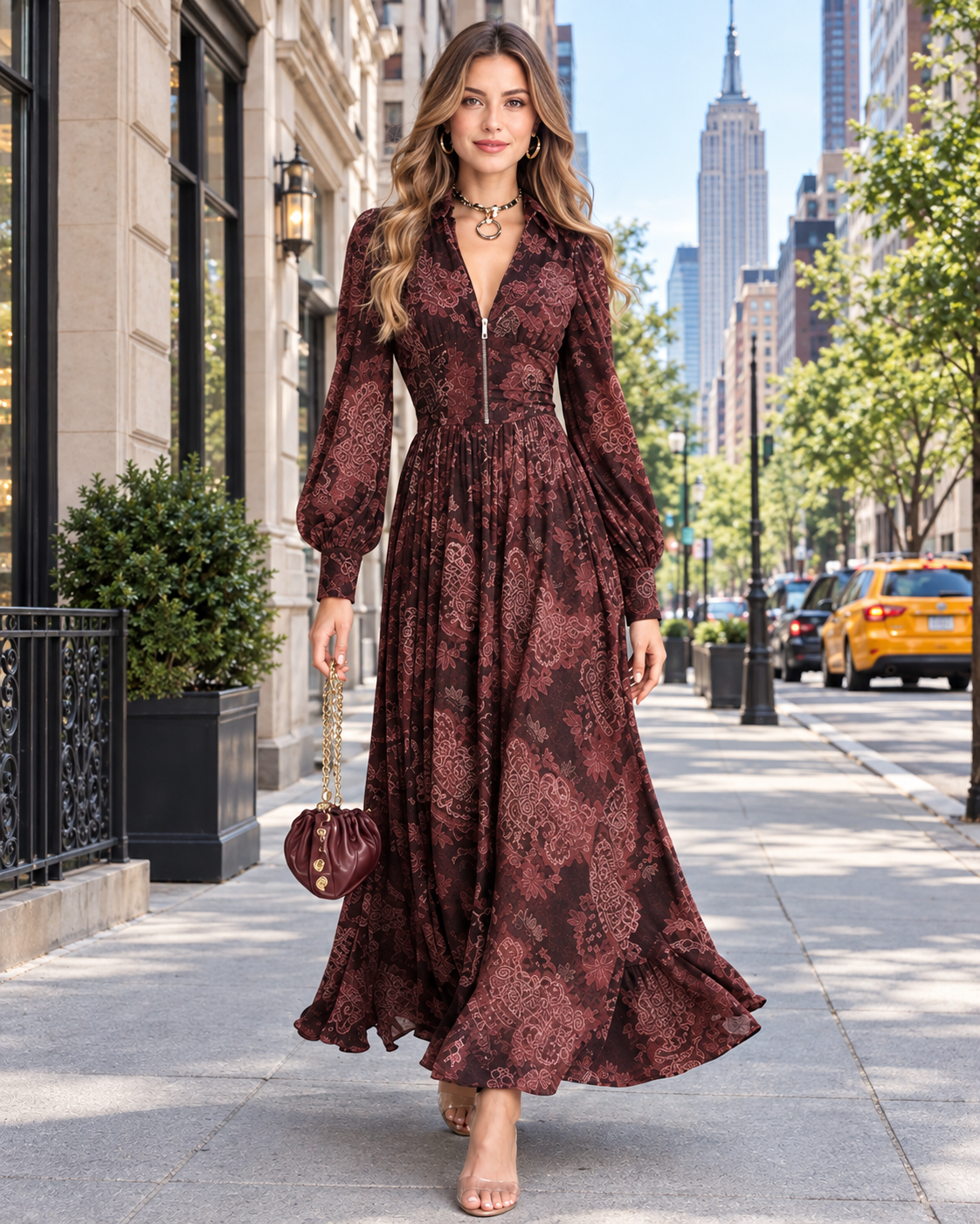 Retro Paisley Maxi Dress