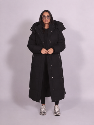 Hooded Puffer Longline Coat