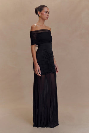 Mesh Off Shoulder Maxi Dress