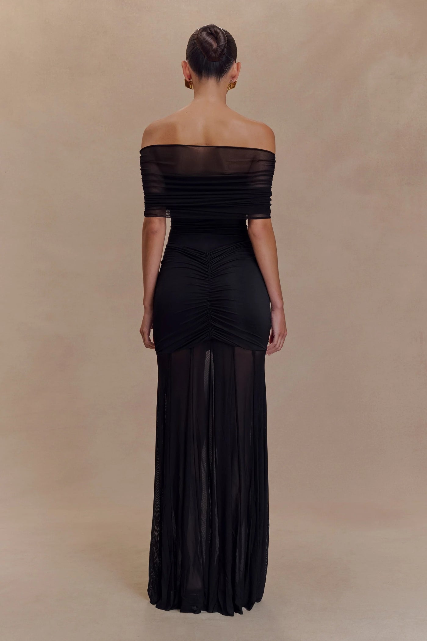 Mesh Off Shoulder Maxi Dress