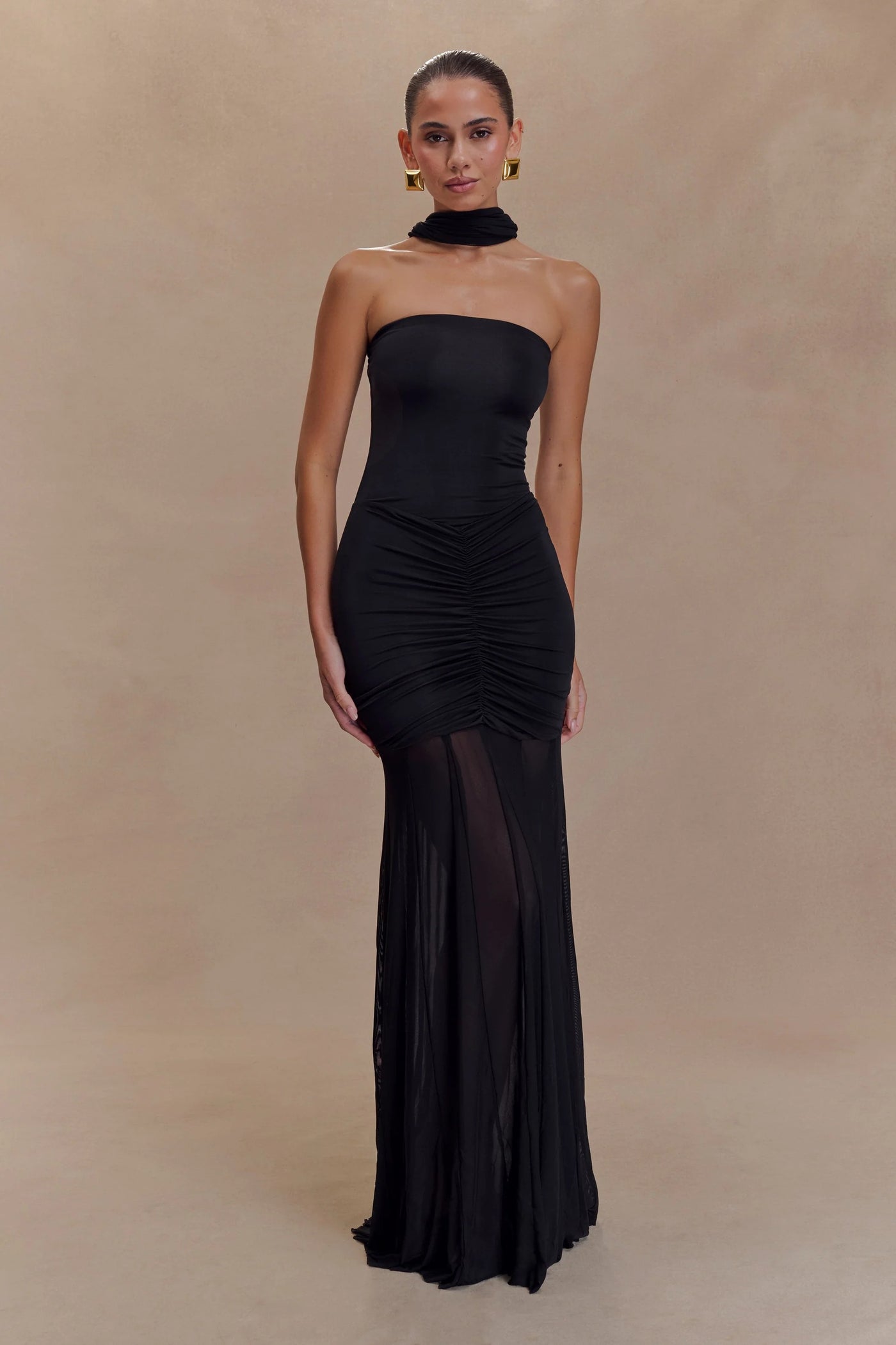 Mesh Off Shoulder Maxi Dress