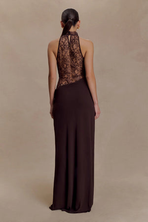 Lace Halter Chiffon Maxi Dress