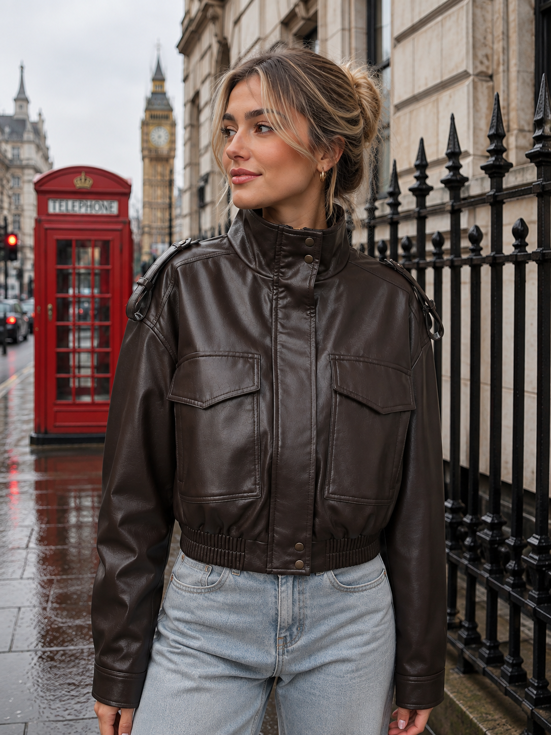 Luna Cropped Leather Jacket