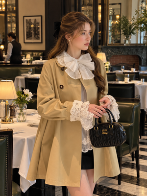 Lace Collar Trench Coat
