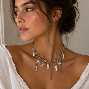 Pearl Heart Tassel Necklace