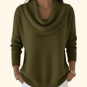 Elara Draped Collar Knit Sweater