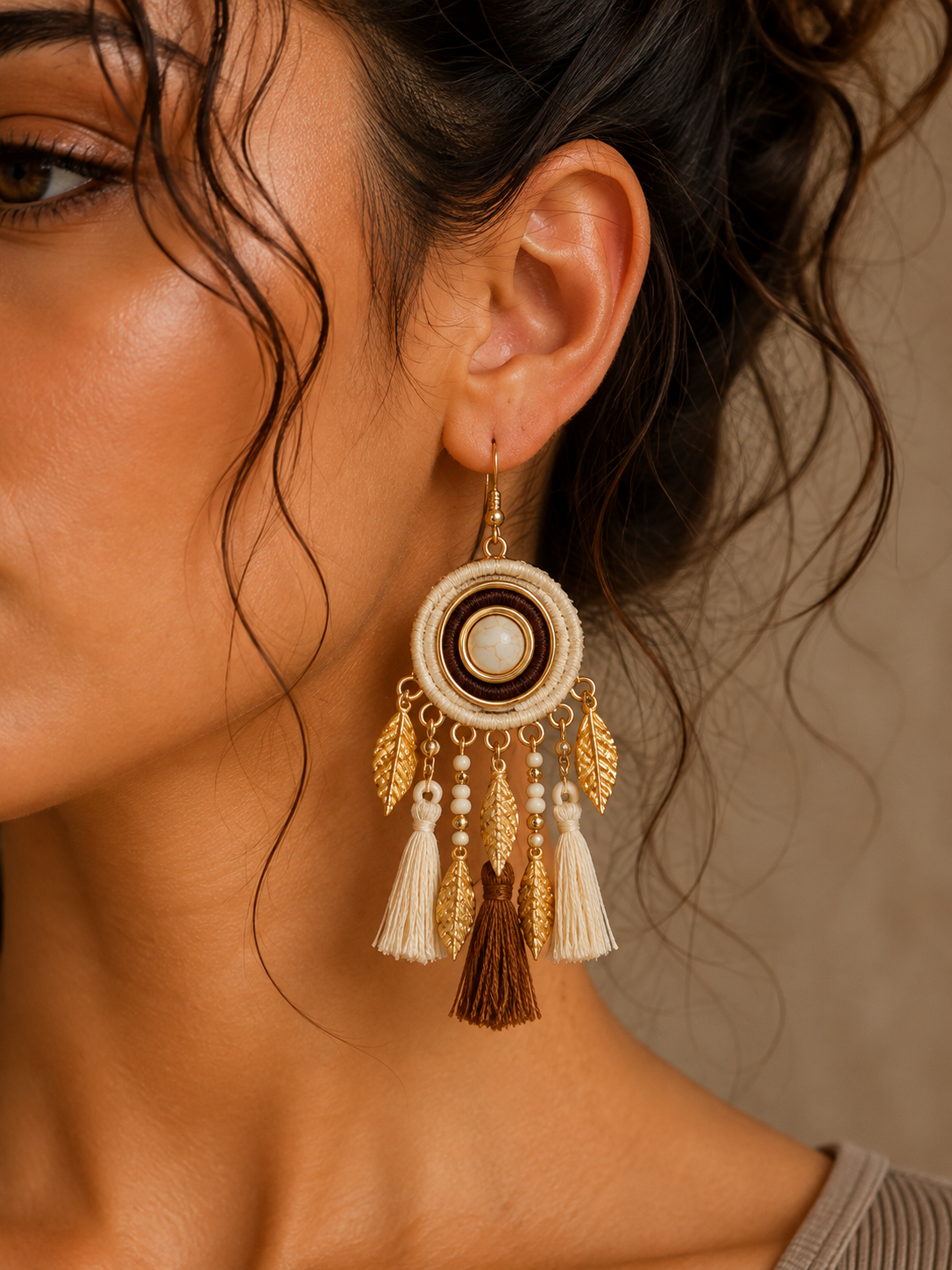 Bohemian Gold Tassel Earrings