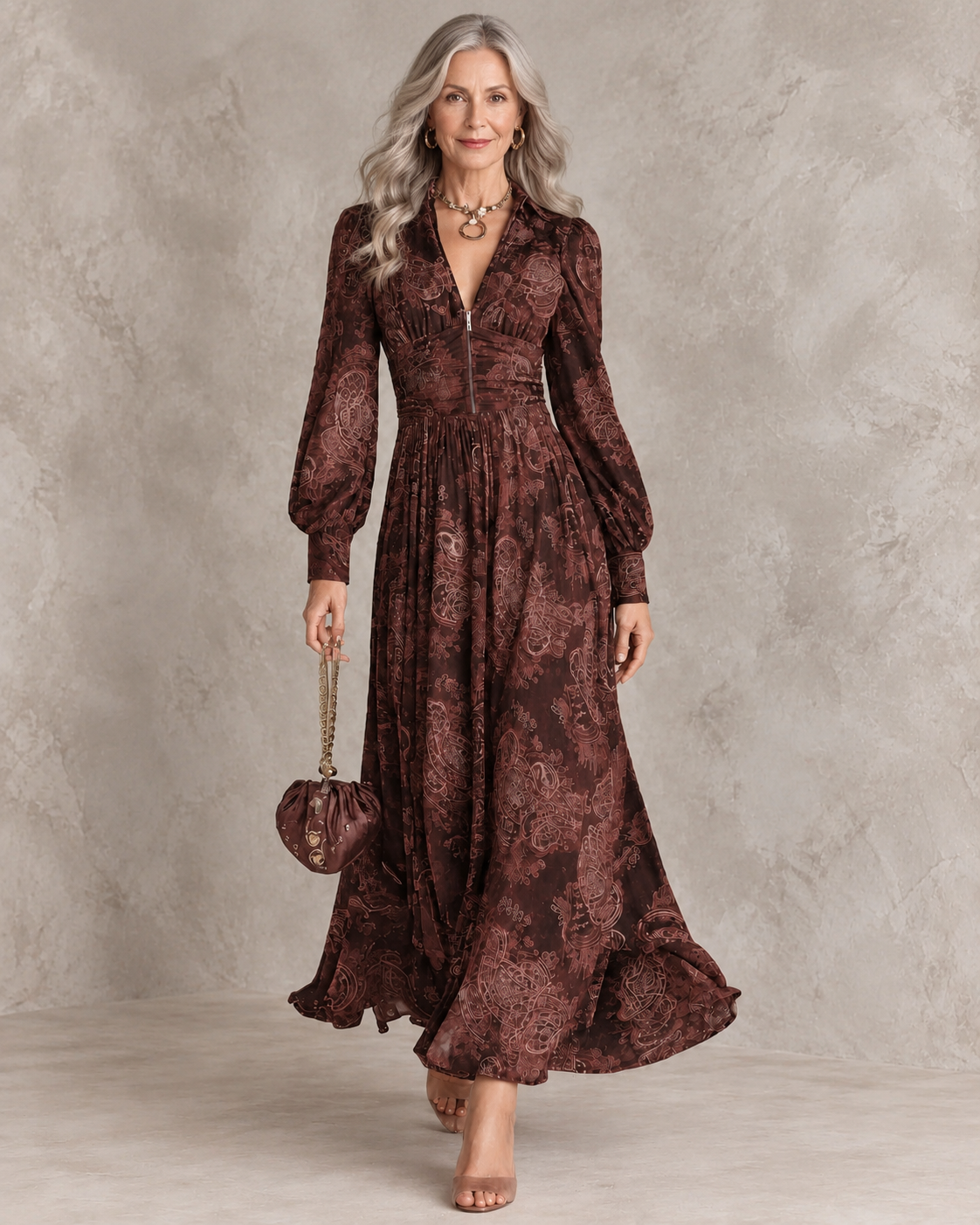 Retro Paisley Maxi Dress