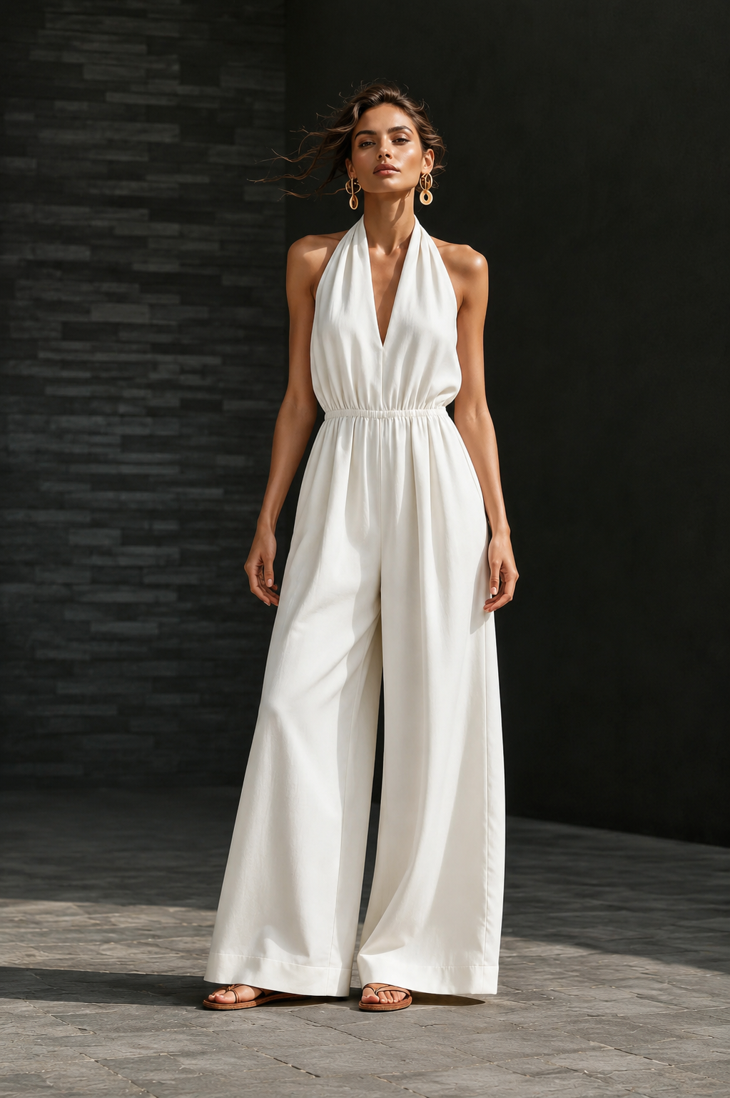 Deep V-Neck Jumpsuit
