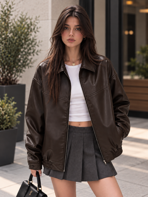 Zip-Up Leather Jacket