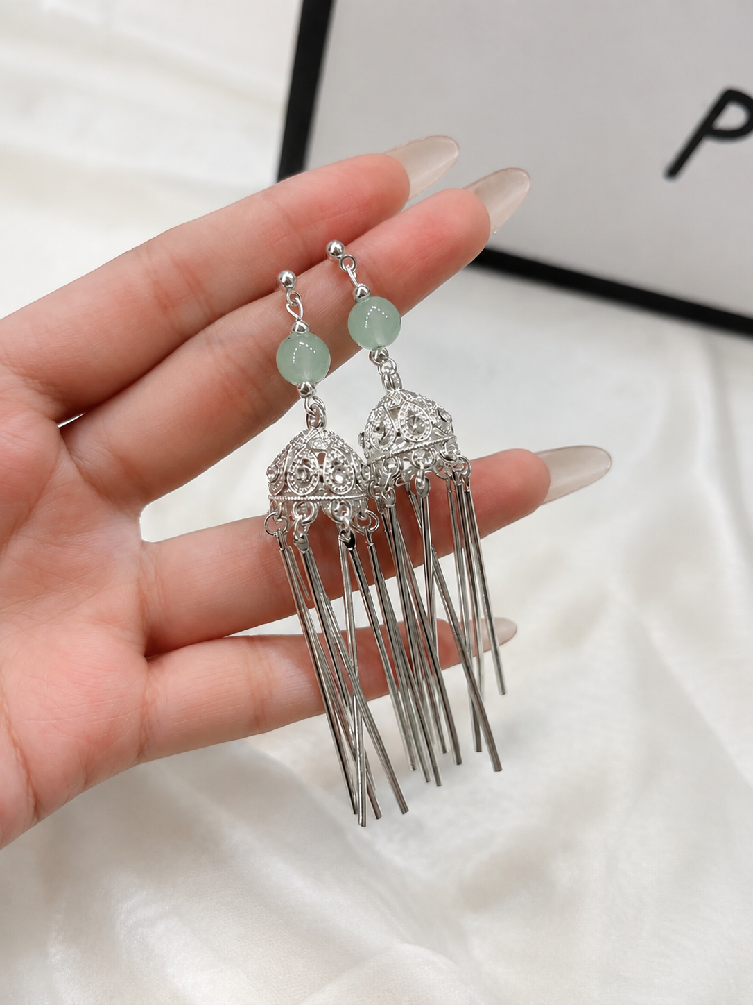 Jade Tassel Drop Earrings