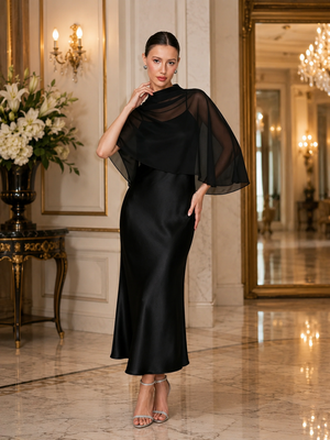 Grace Draped Cape Dress Set