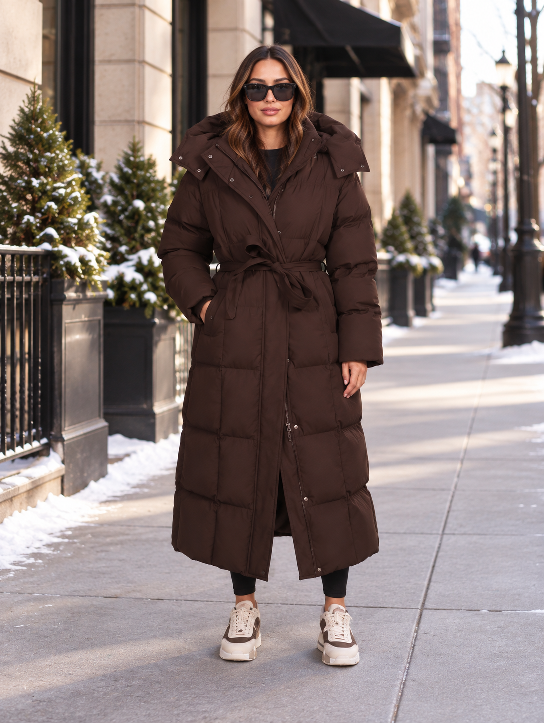 Hooded Puffer Longline Coat