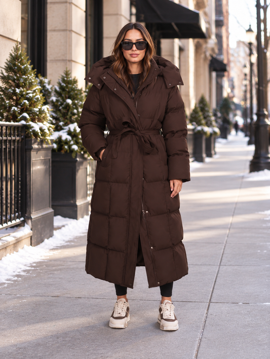 Hooded Puffer Longline Coat
