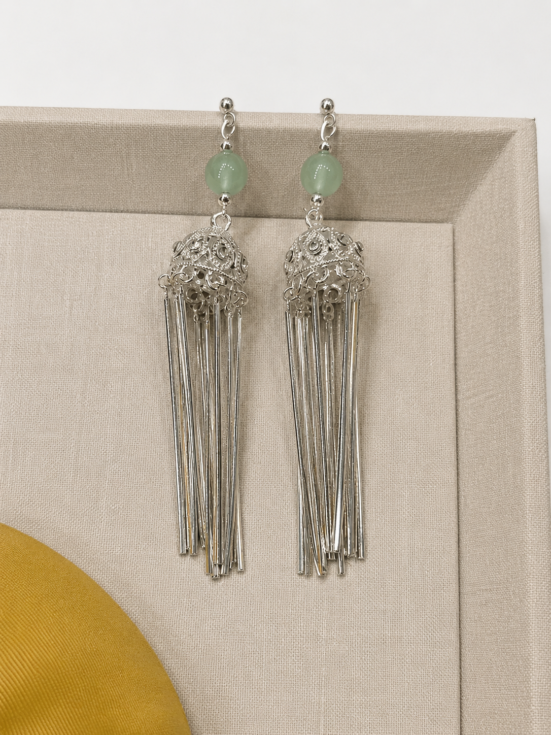 Jade Tassel Drop Earrings