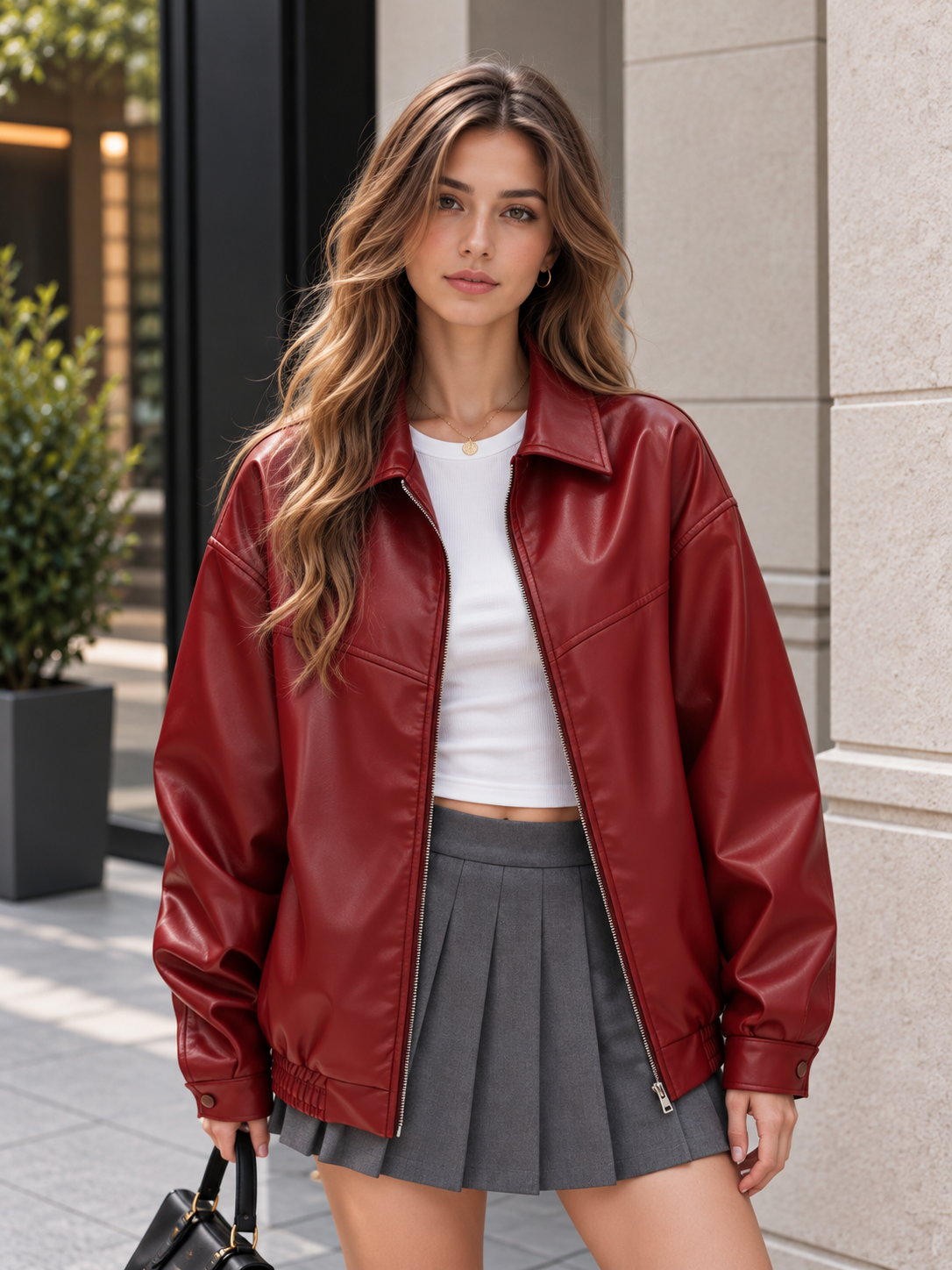 Zip-Up Leather Jacket