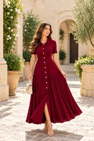 Luxe Polo Knit Sweater Dress