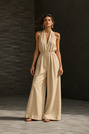 Deep V-Neck Jumpsuit