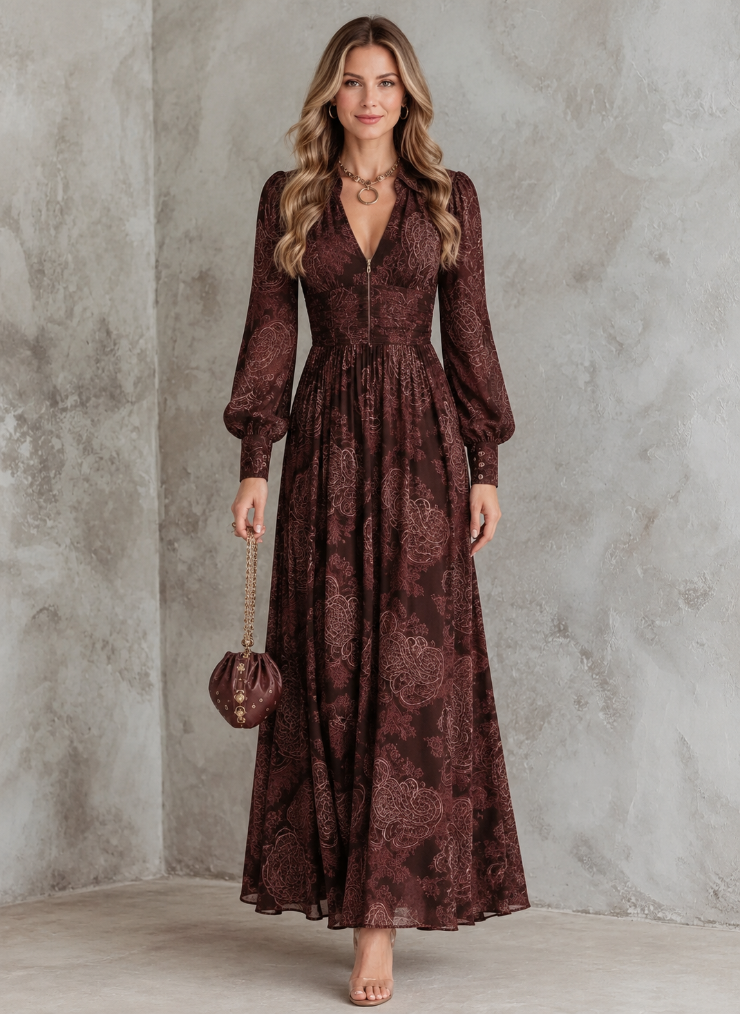 Retro Paisley Maxi Dress