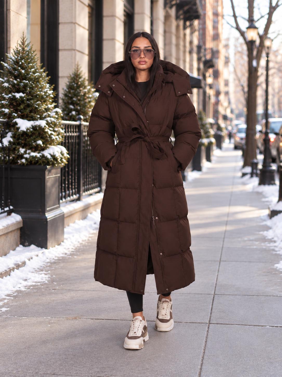 Hooded Puffer Longline Coat