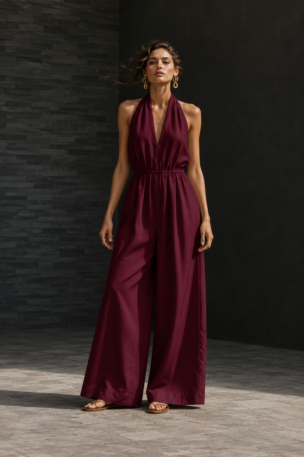 Deep V-Neck Jumpsuit