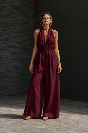 Deep V-Neck Jumpsuit