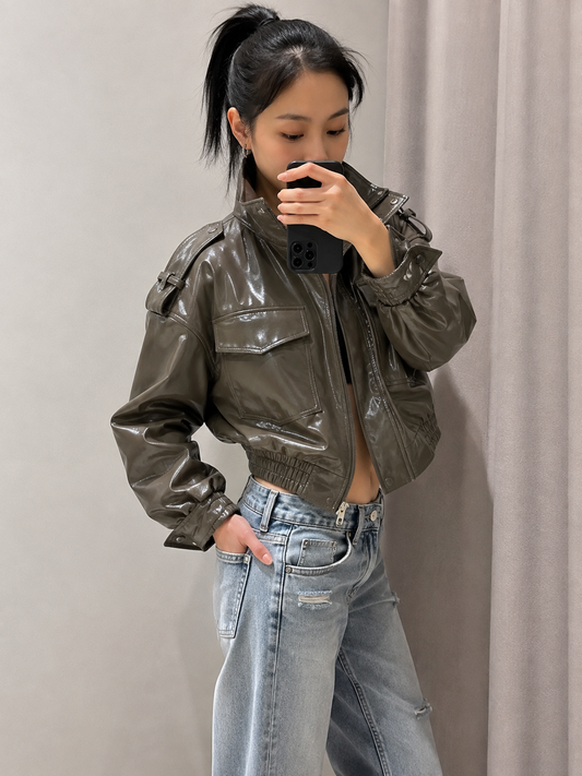 Luna Cropped Leather Jacket