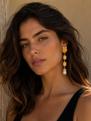 Ethnic Bloom Drop Earring