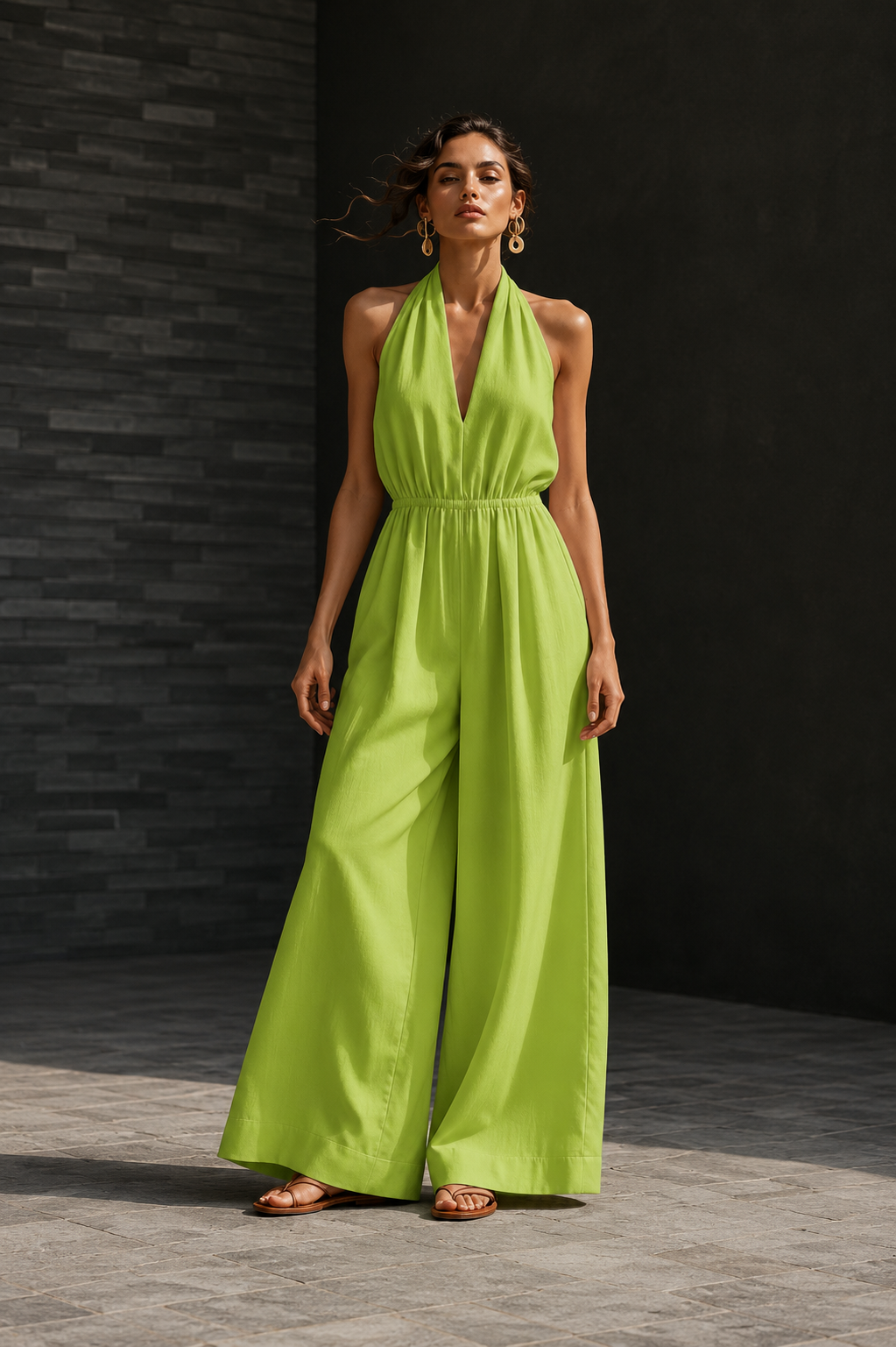 Deep V-Neck Jumpsuit