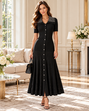 Beaded Collar Maxi Dress