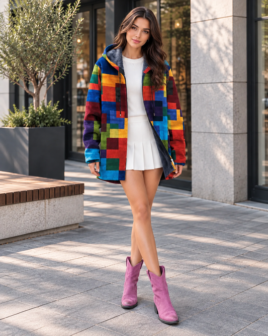 Aria Patchwork Hooded Cardigan