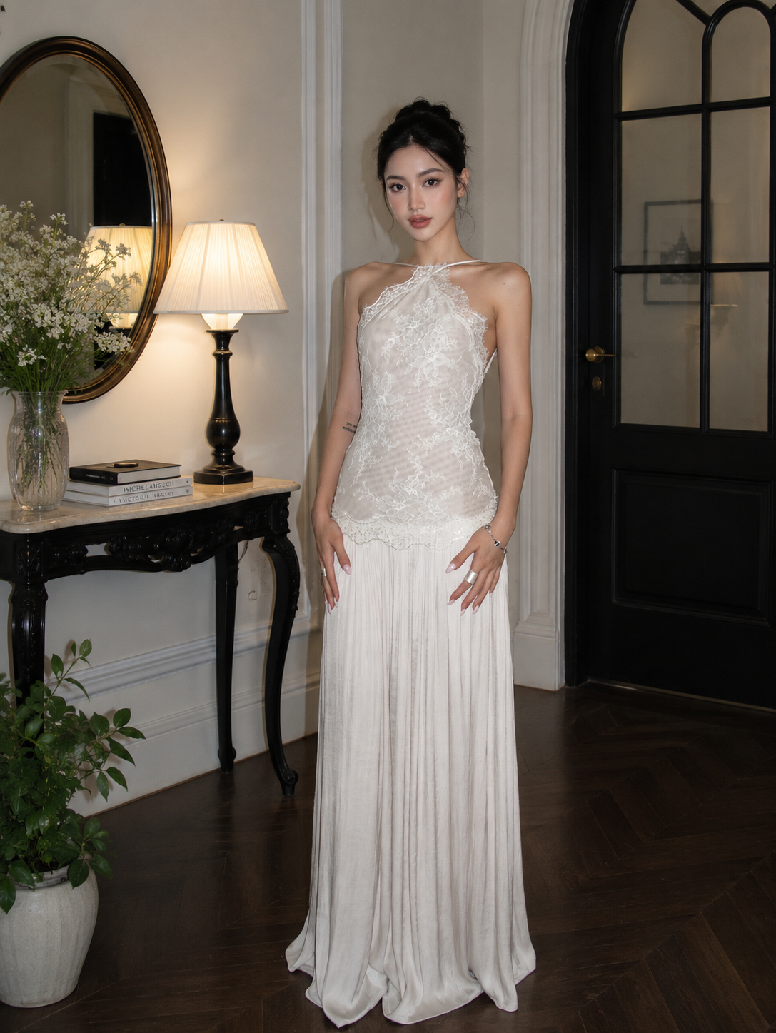 Lace Halter Maxi Dress