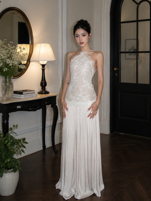 Lace Halter Maxi Dress