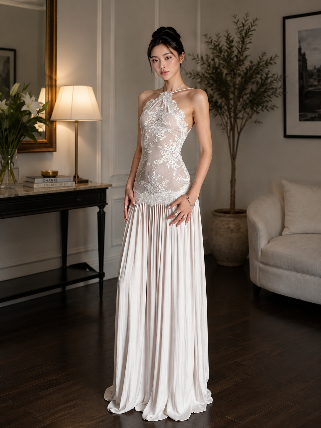 Lace Halter Maxi Dress