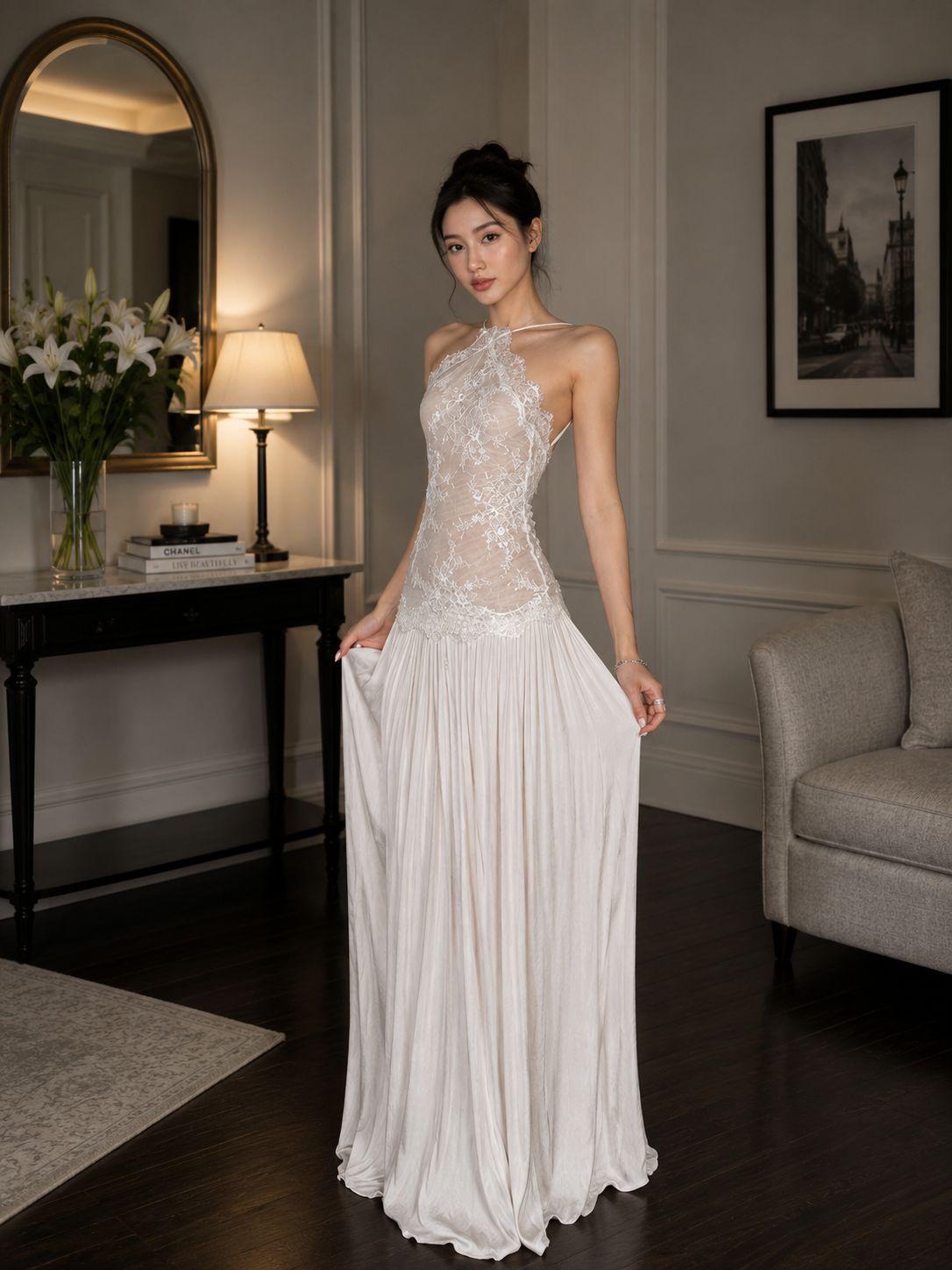 Lace Halter Maxi Dress