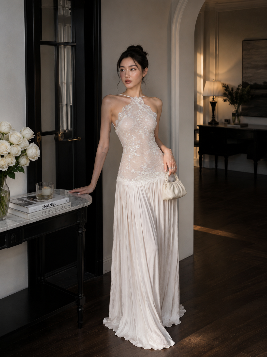Lace Halter Maxi Dress