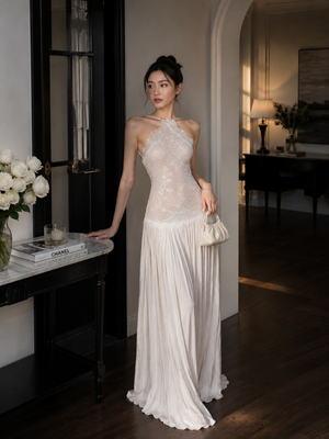 Lace Halter Maxi Dress