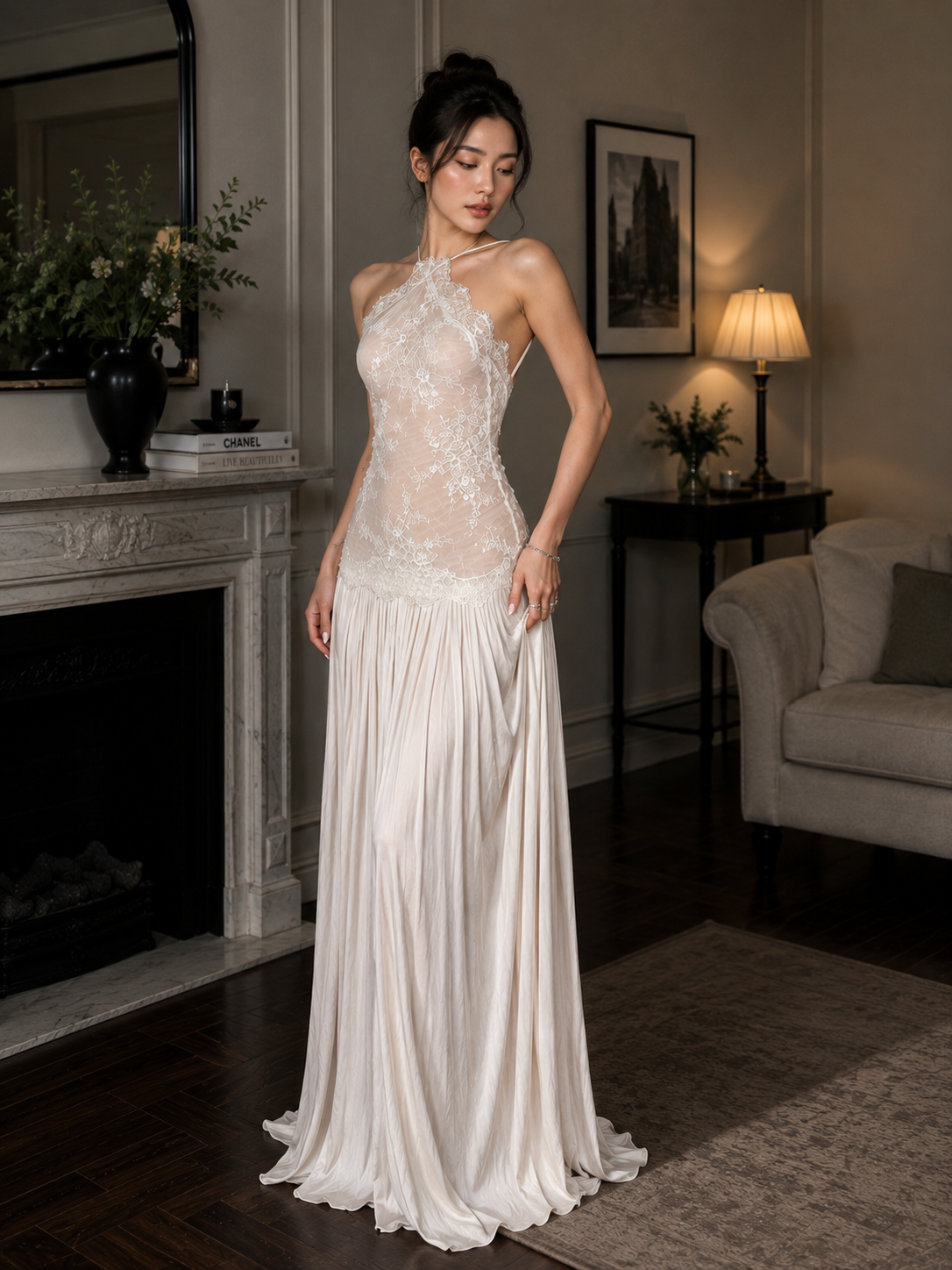 Lace Halter Maxi Dress