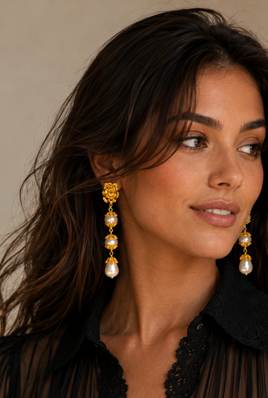 Ethnic Bloom Drop Earring