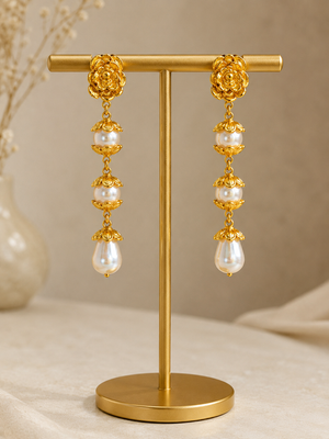 Ethnic Bloom Drop Earring