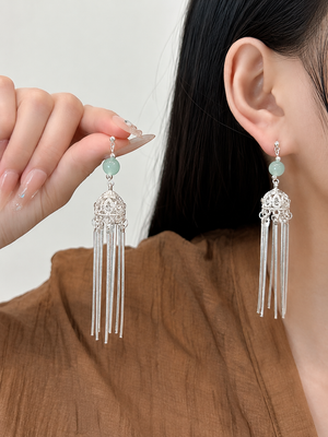 Jade Tassel Drop Earrings