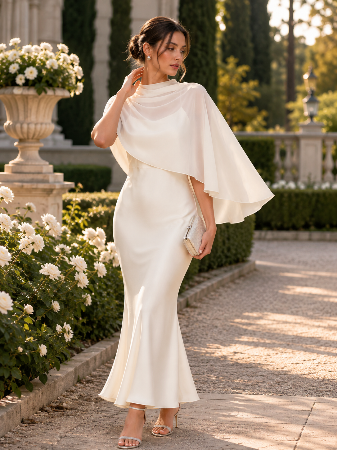 Grace Draped Cape Dress Set