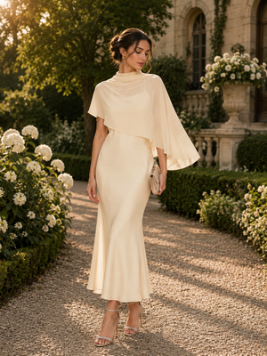 Grace Draped Cape Dress Set