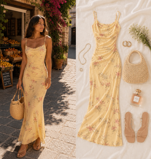 Mesh Sweetheart Floral A-Line Maxi Dress
